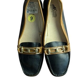 Cliffs White Mountain Black and Tan gold accents Faux Leather Stylish New SZ 9